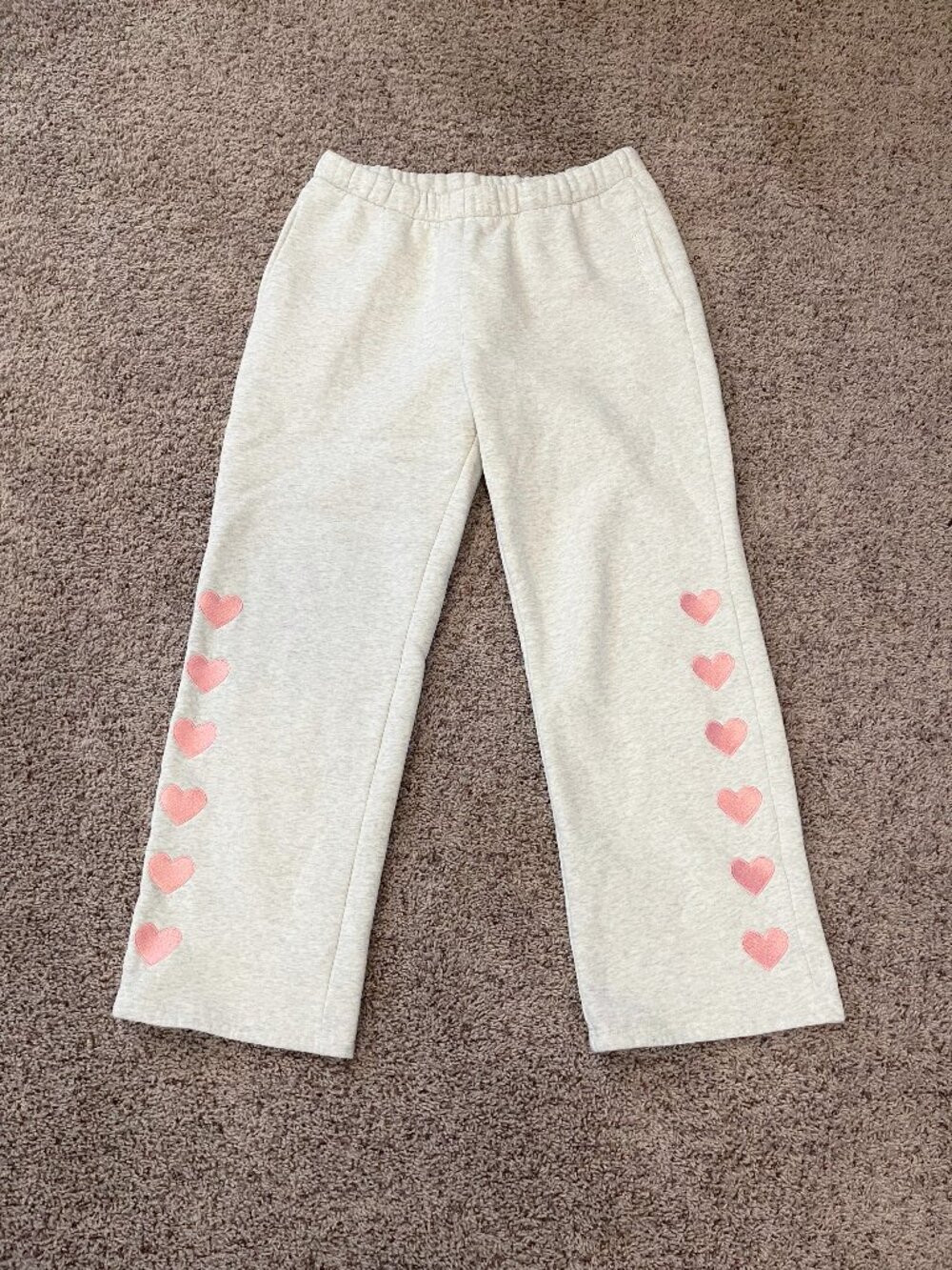 Dandy Worldwide Heart on My Sleeve Sweatpants XL Pink Hearts Wide Leg Cozy